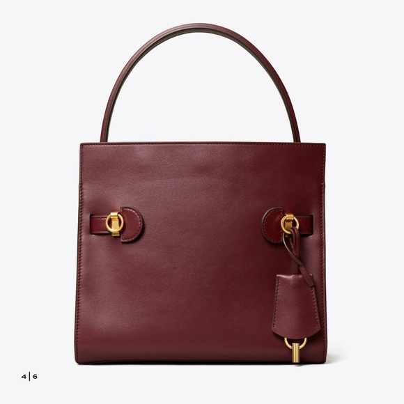 Tory Buch Lee Radziwill Small Double Satchel Bag in Clarat - Picture 5 of 9